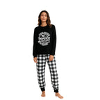 Christmas Make Memories Together 2026 Print Black Long Sleeve Top with Black And White Plaid Pants Family Matching Pajamas