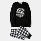 Christmas Make Memories Together 2026 Print Black Long Sleeve Top with Black And White Plaid Pants Family Matching Pajamas