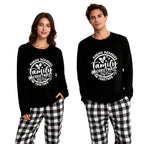 Christmas Make Memories Together 2026 Print Black Long Sleeve Top with Black And White Plaid Pants Family Matching Pajamas