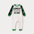 Family Christmas 2026 Print Long Sleeve Top With Green & Black Plaid Christmas Family Matching Pajamas