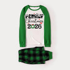 Family Christmas 2026 Print Long Sleeve Top With Green & Black Plaid Christmas Family Matching Pajamas