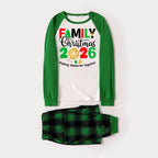 Family Memories Together Christmas 2026 Print Long Sleeve Top With Green & Black Plaid Christmas Family Matching Pajamas