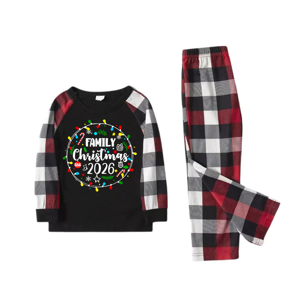 "Family Christmas 2026" Pattern Ⅱ- Red&Black&White Plaid  Matching Pajamas