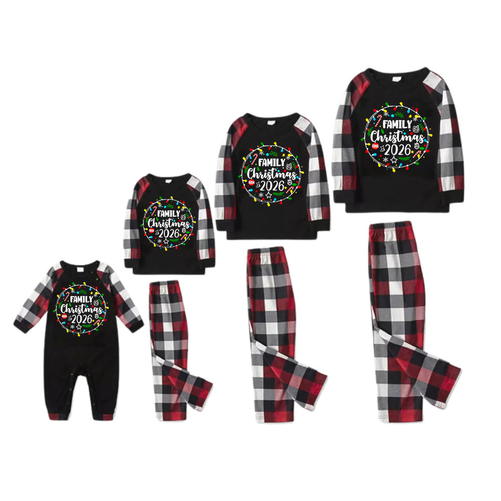 "Family Christmas 2026" Pattern Ⅱ- Red&Black&White Plaid  Matching Pajamas