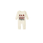 Beige Christmas Pattern Print Christmas Pajamas Set With Gnome Print