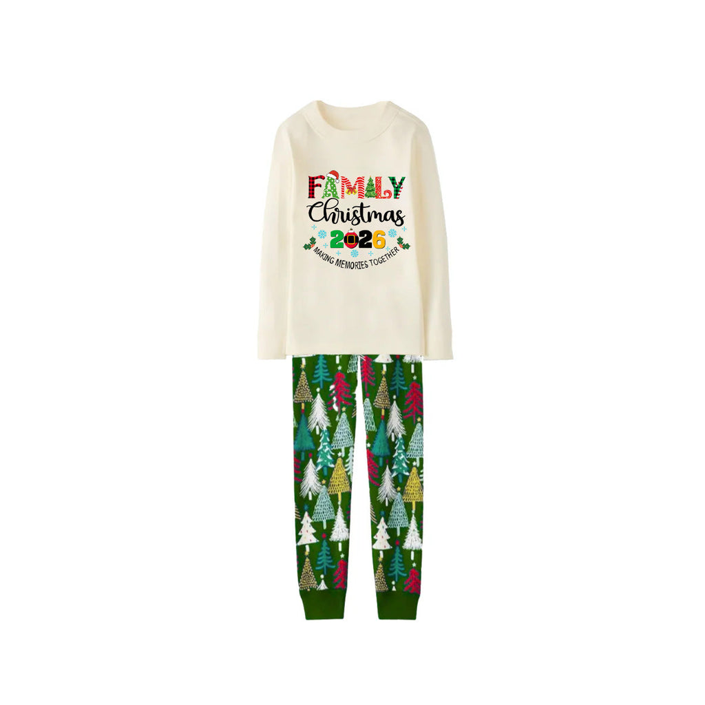 Christmas Gnomes Hanging with my Gnomies Family Pajamas Set - Cream Top, Christmas Tree Pants, Christmas Tree Sleeves, Gnome Print