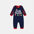 "Family Christmas 2026" Letter Printed Red and Blue Plaid Christmas Matching Pajamas