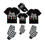 Make Christmas Great Again Family Pajamas Set - Black Top Black and White Plaid Pants Santa Claus Graphic