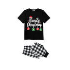 Make Christmas Great Again Family Pajamas Set - Black Top Black and White Plaid Pants Santa Claus Graphic
