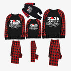 "2026 Family Christmas" Letter Print Black & Red Plaid Family Matching Black Pajamas