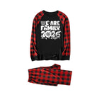 "We are Family 2026" White Letter Print Black & Red Plaid Family Matching Black Pajamas