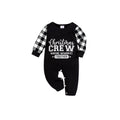 Black and White Plaid Short Sleeve Christmas Pajamas Set With Text Print