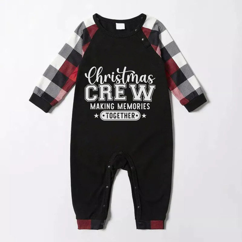 Christmas Family Matching Pajamas-Red and Gray Plaid Pjs set with Christmas Slogan Print