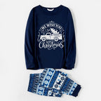 Joyful Blue Christmas Pajamas Set  With Christmas Tree and Car Print