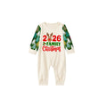 2026 Reindeer Family Christmas Family Pajamas Set - Cream Top / Green Tree Print Pants / Green Tree Print Sleeves