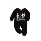 "2026 Family Christmas" Letter And Heart Pattern Black Long Sleeve Top