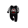 2026 Merry Christmas Family Pajamas Set - Black Top Black and White Plaid Pants White Text Graphic