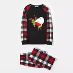 Christmas Family Matching Pajamas-Red and Gray Plaid Pjs set with Funny Grinch Print