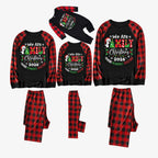 "We are Family 2026 Christmas Make Memories Together" Slogan Print Black & Red Plaid Family Matching Black Pajamas