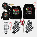 "We are Family 2026 Christmas Make Memories Together" Slogan Print Black Long Sleeve Top with Black And White Plaid Pants Family Matching Pajamas