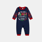 "We are Family" 2026 Christmas Wreath - Blue Long Sleeve Top with Blue & Red Plaid Family Matching Pajamas