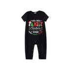 We Are Family Christmas 2026 Family Pajamas Set - Black Top Red Pants Red Plaid Pattern Christmas Letter Print
