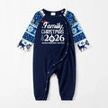 "Family Christmas 2026 " Text Print Blue Family Matching Pajamas