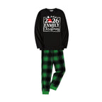 "Family Christmas 2026" Text Printed Black and Green Plaid Family Christmas Matching Pajamas
