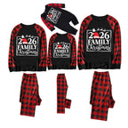 "2026 Family Christmas" Text and Santa Hat Print Black & Red Plaid Family Matching Pajamas