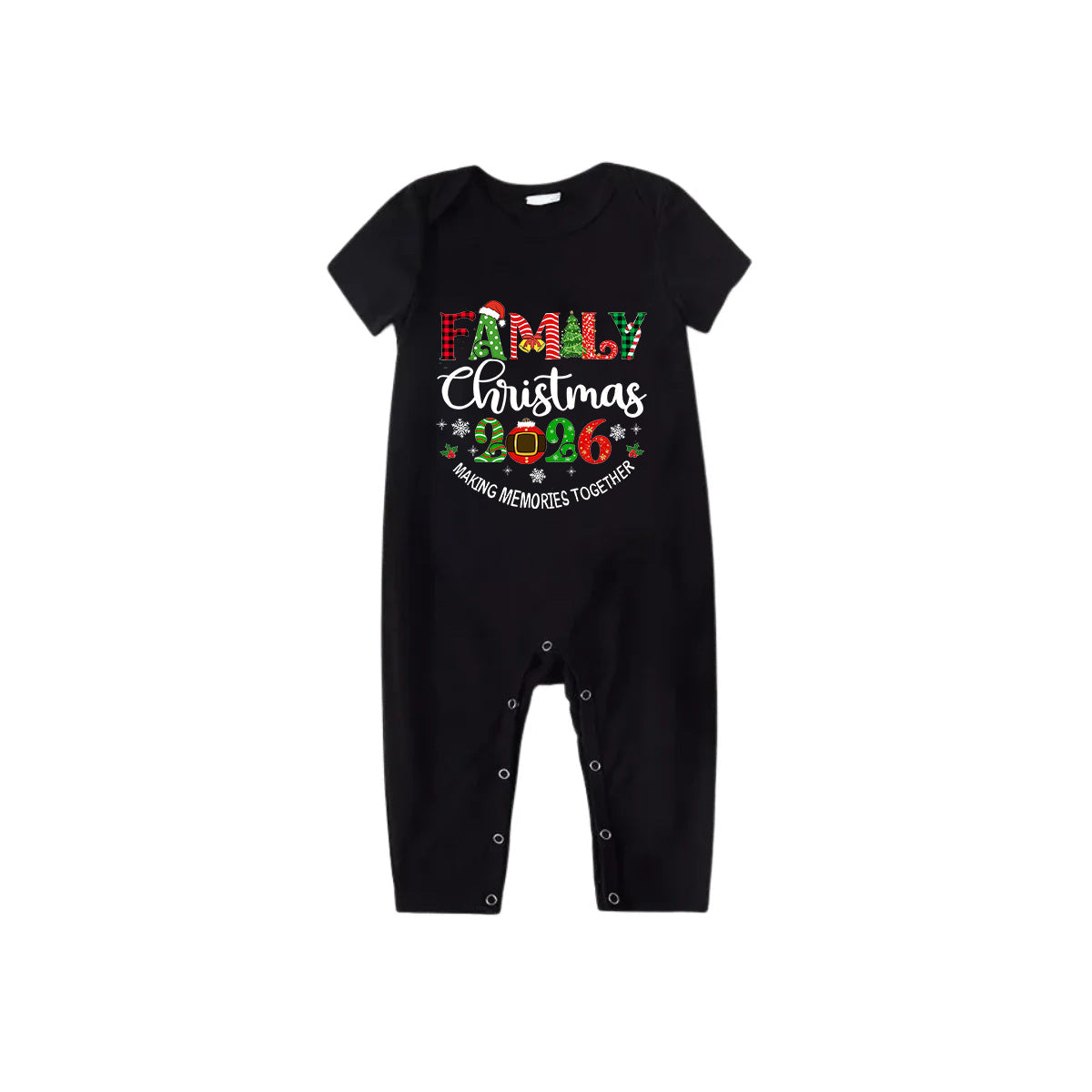 Family Christmas 2026 Family Pajamas Set - Black Top Red Pants Red Plaid Pattern Christmas Letter Print