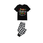 Making Memories Together Family Christmas 2026 Pajamas Set - Black Top Black and White Plaid Pants Colorful Christmas Graphic