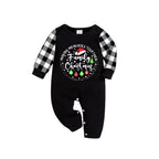 "MAKING MEMORIES TOGETHER FAMILY CHRISTMAS 2026" Text Pattern - Black Long Sleeve Top with Black And White Plaid Pants Family Matching Pajamas