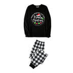 "MAKING MEMORIES TOGETHER FAMILY CHRISTMAS 2026" Text Pattern - Black Long Sleeve Top with Black And White Plaid Pants Family Matching Pajamas