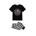 Making Memories Together Family Christmas 2026 Pajamas Set - Black Top Black and White Plaid Pants White Text Graphic