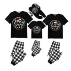 Making Memories Together Family Christmas 2026 Pajamas Set - Black Top Black and White Plaid Pants White Text Graphic