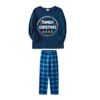 "MAKING MEMORIES TOGETHER FAMILY CHRISTMAS 2026" Text Pattern - Blue Long Sleeve Top With Blue Plaid Family Matching Pajamas