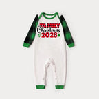 Family Christmas 2026 Text Print Long Sleeve Top With Green & Black Plaid Christmas Matching Pajamas