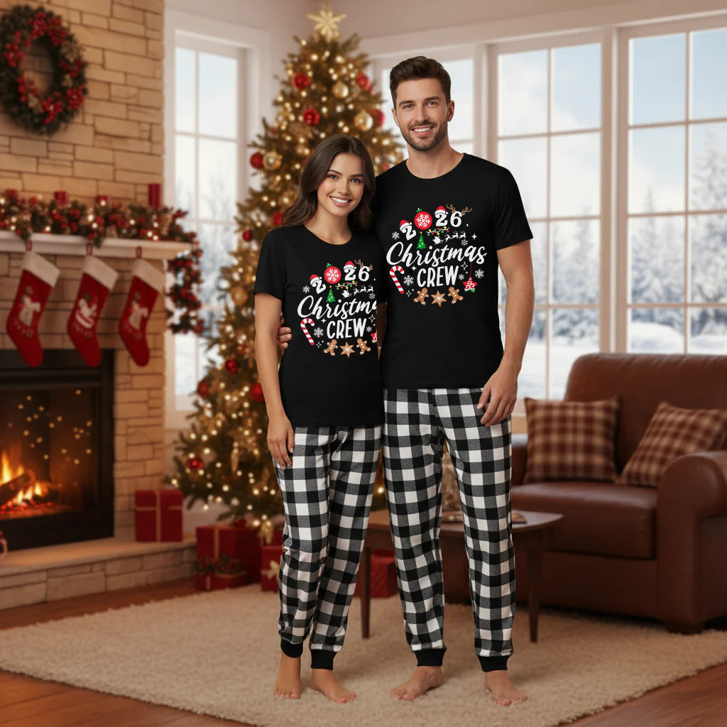 Christmas Crew 2026 Couple Short Sleeve Pajamas Set