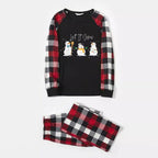 Christmas Family Matching Pajamas-Red and Gray Plaid Pjs set with "Let It Snow" and Christmas Snowman Pattern Colorful Print