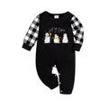 Black and White Plaid Christmas Pajamas Set With Snowman and "Let It Snow" Cartoon Print