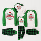 Green Raglan Top Green Plaid Christmas Pajamas Set With "Family CHRISTMAS MAKING MEMORIES TOGETHER 2026" Text Print