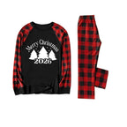 Red and Black Plaid Christmas Pajamas Set With Christmas Tree and Slogan Designs