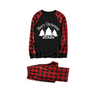 Red and Black Plaid Christmas Pajamas Set With Christmas Tree and Slogan Designs