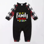 Christmas Family Matching Pajamas-Red and Gray Plaid Pjs set with "We Are Family" Christmas Slogan Print