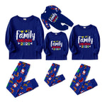Christmas Family Matching Pajamas-Cozy Blue Pjs Set with "We Are Family Christmas 2026" Artistic Font Print