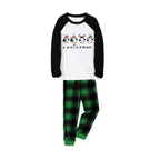 Black Raglan Top Green Plaid Christmas Pajamas Set With Penguin Print