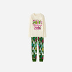 Merry Christmas 2026 Family Christmas Pajamas Set - White Top with Christmas Tree Printed Pants
