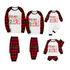 Red and Black Plaid Christmas Pajamas Set With Snowman and Family Christmas 2026 Text Print