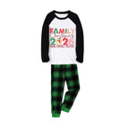 Black Raglan Top Green Plaid Christmas Pajamas Set With "Family Christmas 2026" Holiday Text Print
