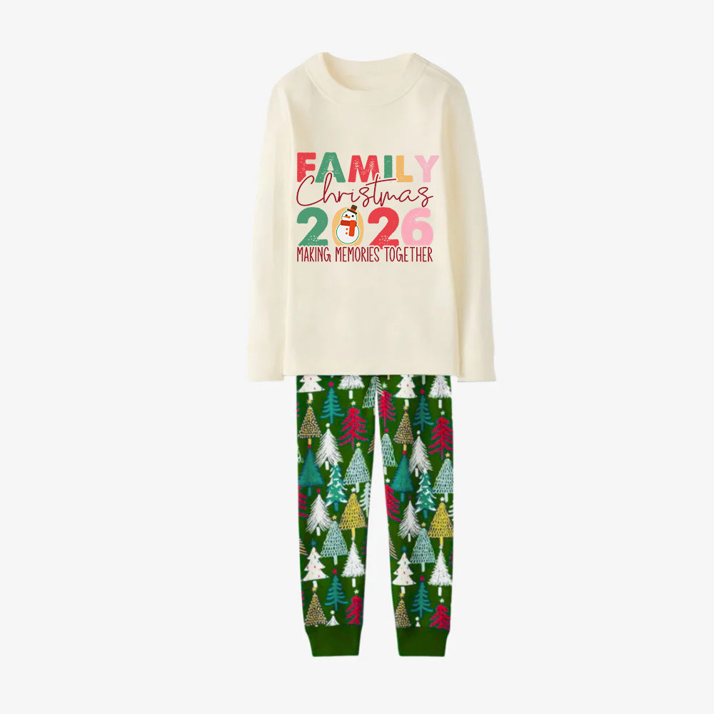 Family Christmas Pajamas Set With "Family Christmas 2026" Holiday Text Print